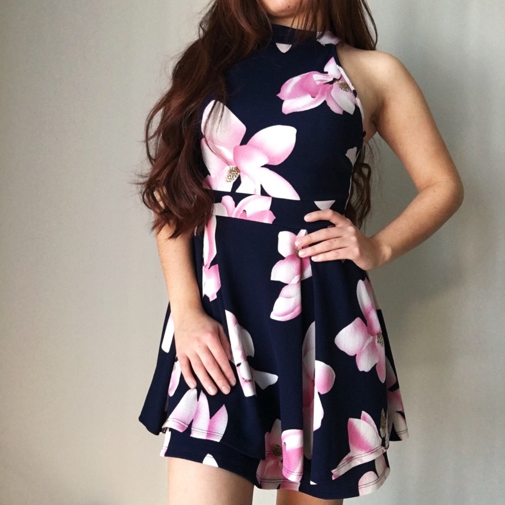 Navy Floral Mini Dress